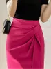 Saias verão coreano joelho dobras saia mulheres magro sexy cintura alta laceup lápis preto workwear casual ol faldas 231019