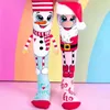 크리스마스 장식 재미있는 양말 무릎 높이 산타 눈사람 참신 여자 여자를위한 아늑한 슬리퍼 여자 솜털 231019