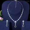 Halsbandörhängen Set Luxury Cubic Zirconia Flower Water Drop Women Party Wedding Crystal Choker Bridal Presents