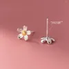 Stud Earrings La Monada Daisy Flower 925 Sterling Silver Cute For Women Pierced Girls 18K Gold Plated