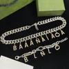 collier de bracelet cubain vintage Silver Alphabet Pendant, ensemble de bijoux de créateur de mode, Saint-Valentin, Noël, cadeaux de haute qualité