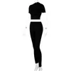 Pantaloni a due pezzi da donna stile europeo e americano 2023 moda primaverile casual manica corta crop top slim tuta sportiva donna set estivo