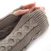 Knee Pads Winter Arm Warmers Knitted Women Gloves Fashion Fingerless Touch Screen Solid Warm Mittens Elbow Sleeves Cover