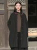 Kadın Trençkotları Kadın Gevşek Yastıklı Ceket Parkas Ladies Vintage Single Bravatalı Uzun Kadın Dış Giyim Topcoat 2023 Kış