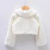 Jackets Kids Girls Princess Thicken Plush Jacket Crop Wraps Shawl Flower Long Sleeves Bolero Warm Cape Wedding Birthday Party Coat 231019