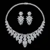 2024 New Luxury Shiny Diamond High Grade Bridal Necklace Earring Set Women3 Zircon Neckchain for Women's Engagement Wedding Party Banquet Valentine's Day Gift SPC