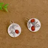 Boucles d'oreilles pendantes Vintage fleur rouge gemme bijoux de Style ethnique simples et polyvalents