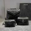 OT Square Fat Loulou Chain Bag Real Leather Women's Bag stor kapacitet axelväskor 25 cm 32 cm quiltad messenger väska