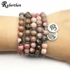 Ruberthen 2018 Natuurlijke Zwarte Ader Rhodoniet Armband Levensboom Ohm Charm Healing Kralen Voor Vrouwen J190722227J