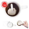 Tazas Diseño creativo Taza blanca con el dedo medio Estilo novedoso Mezcla de café Taza de leche Taza de cerámica divertida Taza de agua de 300 ml de capacidad 231020