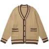 Cardigan Vintage de couleur épissé, pull tricoté pour hommes, Harajuku, Hip Hop, Streetwear, ample, femme, pull de retour décontracté