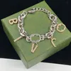collier de bracelet cubain vintage Silver Alphabet Pendant, ensemble de bijoux de créateur de mode, Saint-Valentin, Noël, cadeaux de haute qualité