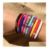 Beaded Handmade Rainbow Strands Bracelet Colorf Polymer Clay Disc Bracelets Boho Surf Stackable Stretch Charm Jewelry For Women Drop Dhydw