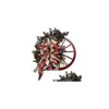 Decorações de Natal Farmhouse Wagon Wheels Grinalda Porta de Inverno Pendurada Casa Ao Ar Livre Presente de Ano 220908 Drop Delivery Jardim Festivo P Dhyqi