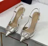 Sandálias de grife de salto alto sapatos femininos feminino metal fivela 4cm 6cm 8cm 10cm de salto fino pontual dedo preto casamento vermelho nude com pó tamanho 35-40 Sapatos de moda 4666