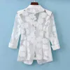 Women's Suits Blazers Women Blazer Jacket Spring Summer Thin Cardigan Sun Protection Clothing Hollow Lace Three-quarter Sleeve Suit Top Ladies 231020