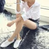 Bluzki damskie swobodny czysty bawełniany biała koszula Kobiety Topy Mujer Spring Autumn Up Koreańskie biuro biuro klapi na szyi koszule Chemise femme