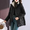 Trench da donna 2023 di media lunghezza invernale con colletto in piedi giacca da donna Parka in piumino di cotone femminile casual spesso caldo antivento