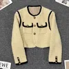 Vestes Femmes Jaune Casual Petit Parfum Costume Veste Femme Corée Chic Patchwork Doux Français Femmes Manteau Court Automne Hiver