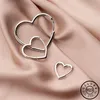 Orecchini a forma di cuore in argento sterling 925 reali al 100% Orecchini a cerchio coreani alla moda per le donne Gioielleria raffinata di Natale 200924272E