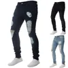 Monerffi Men's Fashion Hole Pencil Pants Spring Skyny Jeans for Men PunkStretchデニムペンシルパンツHippopズボン衣類3099