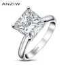 AINUOSHI Bague de fiançailles en argent sterling 925 3 carats taille princesse pour femme Sona Bague solitaire d'anniversaire en diamant simulé Y11245L