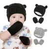 0-18m inverno bebê malha chapéu luvas definir adorável urso orelhas gorro infantil chapéus meninas meninos criança ouvir usar s m l