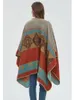 Colorblock Retro Velvet Draped Shawl