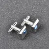 Cuff Links High Quality Fashion Male French Shirt Cufflinks Brand Cuff Buttons Square Wedding Party WhiteBlue Crystal Cuff Links Trendy 231020