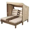 Camp Furniture Wood Wooden Outdoor Double Chaise Lounge With Cup Holders 36.61 X 33.66 35.24 Inches