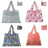 Storage Bags Foldable Shopping Bag Reusable Travel Grocery Eco-Friendly Flower Print Portable Handbag Supermarket