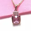 Chains 14K Rose Gold Romantic Pink Gemstone Necklace For Woman Exquisite Light Luxury Crystal Dinner Party 585 Purple Jewelry