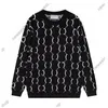 24SS роскошный мужской свитер дизайнерский пуловер с капюшоном повседневный свитер с полным принтом Париж женский круглый вырез с двойным принтом букв Пуловер шерстяной джемпер 4 цвета