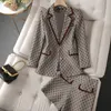 Women's Suits Blazers High Quality Winter Ladies Fashionable Blazer Pants Sets Women Suits Work Wear Office Autumn Casual Printed Jacket suit 231020