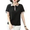 Women's Polos Polo Collar Pure Cotton Shirt Short-Sleeved T-shirt Womens Summer 2023 Mom Middle-Aged Loose Slimming Top