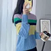 Ralphs Designer Sweater Laurens Qualité originale Automne/Hiver Nouveau Pull tricoté à manches longues à rayures multicolores Bloc de couleur Pull en laine torsadée grossière