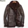 Heren Leer Faux Echt Boollili Jas Winter Schapen Shearling Mannen Echte Jas Heren Vlucht 231020