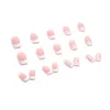 False Nails W242 Ombre Reusable Adhesive French Tip Medium Length Square Press On Acrylic
