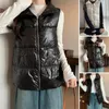 Gilet da donna Gilet invernale da donna Imbottito imbottito antivento in cotone senza maniche Tasche con risvolto Chiusura con cerniera Gilet da donna