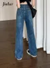 Jeans da donna Moda Vintage Dritto Sciolto Donna Classico a vita alta Slim Chic Tasca con cerniera Figura intera 3 colori Donna