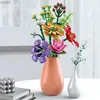 Bloklar buket yapı blokları moc chrysanthemum şakayık gül çiçek bitkisi bonsai süsü DIY tuğla çocuk oyuncak kız hediyesi R231020