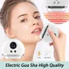 Beauty Microneedle Roller Microcurrent Ogrzewany GUA SHA Narzędzie wibracje masażer twarzy do antycynowania Popraw kontur akupresury pielęgnację skóry 231020