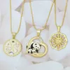Hänge halsband guldfärg halsband för kvinnor kinesiska nationella skatter panda smycken geometriska hjärtat solros rund cion födelsedagspresent