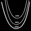 Pendanthalsband Charms 1mm 2mm 3mm Solid Snake Chain 925 Stamped Silver Necklace For Men Women Fashion Party Wedding Jewelry Gif215e