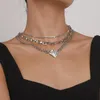 Chaînes Rétro Niche Collier Empilé Multicouche Griffe Chaîne Amour Exagéré Punk Bijoux En Acier Inoxydable