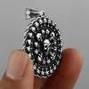 Pendant Necklaces Retro Skeleton Ghost Head Round European And American Men's Fashion Personality Hip Hop Stainless Steel Necklace