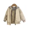 Manteau hiver infantile enfant en bas âge enfants mode bébé fille garçon veste en cuir PU manteau en cuir à capuche mode Chaqueta vêtements épais 17 ans 231019