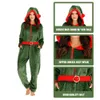 Cosplay Eraspooky Women Christmas Costume Santa Elf Onesie Zielone Pamas z kapturem Pamas dla dorosłych Wygodne zamek błyskawiczne