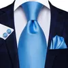 Boyun bağları Merhaba kravat açık mavi çizgili yenilik ipek düğün kravat erkekler elkesi elek kolu nicktie set moda tasarım iş partisi dropship 231019