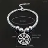 Link Bracelets Viking Vegvisir Compass Necklace Men 스테인레스 스틸 북유럽 룬 Odin 팔찌 참모 Celts Ethnic Jewelry B3543S03